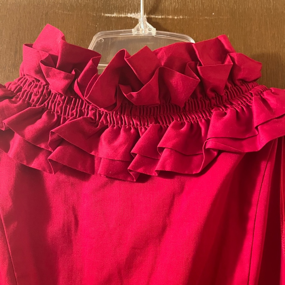 LAST CHANCE | Ted Baker London red ruffle neck belted sheath dress - Picture 6 of 8